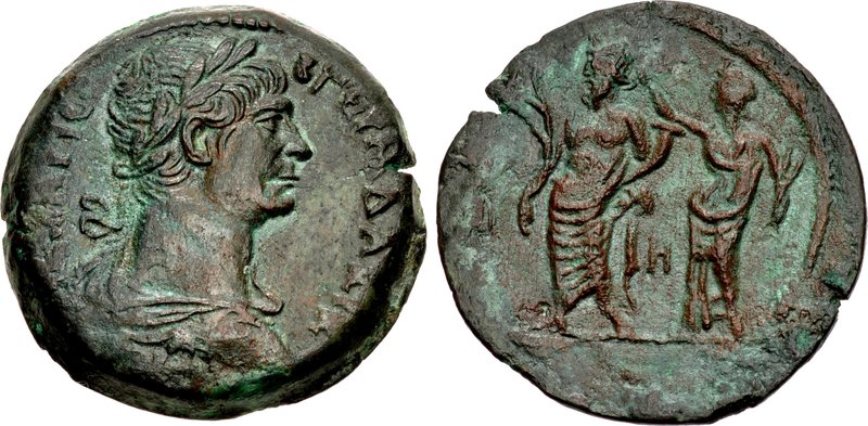 EGYPT, Alexandria. Trajan. AD 98-117. Æ Drachm (33mm, 21.28 g, 12h). Dated RY 18 (AD 114/115). [