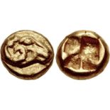 IONIA, Uncertain. Circa 600-550 BC. EL Myshemihekte – Twenty-fourth Stater (6mm, 0.62 g). Lydo-