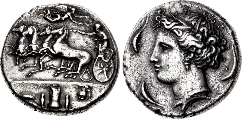 SICILY, Syracuse. Dionysios I. 405-367 BC. AR Dekadrachm (35.5mm, 42.38 g, 5h). Reverse die signed