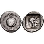PAMPHYLIA, Side. Circa 430-400 BC. AR Stater (24.5mm, 10.81 g, 6h). Pomegranate within dotted
