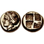 IONIA, Phokaia. Circa 478-387 BC. EL Hekte – Sixth Stater (10mm, 2.55 g). Head of female left,