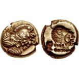 LESBOS, Mytilene. Circa 521-478 BC. EL Hekte (10.5mm, 2.56 g, 9h). Forepart of winged boar right /