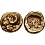 LESBOS, Mytilene. Circa 521-478 BC. EL Hekte – Sixth Stater (11mm, 2.55 g, 9h). Head of ram left;