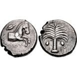SICILY, Entella. Punic issues. Circa 410-409 BC. AR Tetradrachm (24mm, 17.23 g, 7h). Forepart of