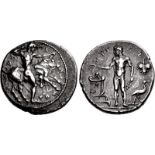SICILY, Selinos. Circa 455-440 BC. AR Didrachm (23.5mm, 8.38 g, 9h). Herakles, nude, standing right,
