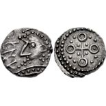 ANGLO-SAXON, Secondary Sceattas. Circa 710-765. AR Sceatt (11.5mm, 1.24 g). Series R3 variant/