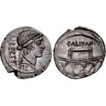 Moneyer issues of Imperatorial Rome. Lollius Palicanus. 45 BC. AR Denarius (18mm, 3.94 g, 6h).