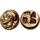 IONIA, Phokaia. Circa 521-478 BC. EL Hekte – Sixth Stater (10mm, 2.57 g). Head of female left,