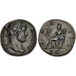 Hadrian. AD 117-138. Æ Sestertius (31mm, 27.75 g, 6h). Rome mint. Struck circa AD 124-128. HΛDRIΛNVS