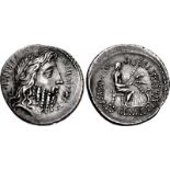 C. Memmius C.f. 56 BC. AR Denarius (19mm, 3.90 g, 7h). Rome mint. Laureate head of Quirinus right;