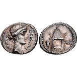 Q. Cassius Longinus. 55 BC. AR Denarius (20mm, 3.82 g, 6h). Rome mint. Head of Libertas right;