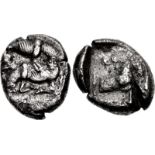 PHILISTIA (PALESTINE), Gaza (‘Azah). Mid 5th century-333 BC. AR Drachm (12mm, 3.83 g, 2h). Lion