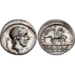 L. Marcius Philippus. 57 BC. AR Denarius (17mm, 3.86 g, 12h). Rome mint. Diademed head of Ancus