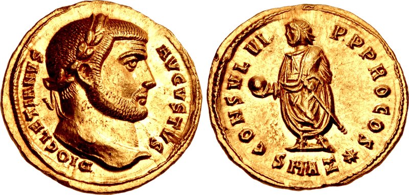 Diocletian. AD 284-305. AV Aureus (19mm, 5.35 g, 5h). Consular issue. Antioch mint. Struck AD 296-