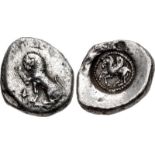 DYNASTS of LYCIA. Uncertain. Circa 480-460 BC. AR Third Stater (13mm, 3.05 g, 6h). Lion seated left,