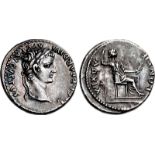 Tiberius. AD 14-37. AR Denarius (18mm, 3.73 g, 7h). “Tribute Penny” type. Lugdunum (Lyon) mint.