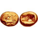KINGS of LYDIA. Kroisos. Circa 564/53-550/39 BC. AV Stater (15.5mm, 8.05 g). Light standard.