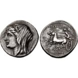 SICILY, Syracuse. Philistis, wife of Hieron II. 275-215 BC. AR 4 Litrai – Drachm (18mm, 4.43 g, 9h).