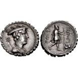 C. Mamilius Limetanus. 82 BC. AR Serrate Denarius (19mm, 4.24 g, 7h). Rome mint. Draped bust of