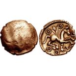 CELTIC, Cantii. Dubnovellaunus. Circa 25 BC - AD 5. AV Quarter Stater (12mm, 1.31 g). Trefoil (