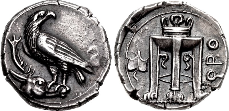 BRUTTIUM, Kroton. Circa 425-350 BC. AR Nomos (21mm, 8.01 g, 4h). Eagle with closed wings standing