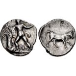 CRETE, Phaistos. Circa 300-270 BC. AR Stater (10mm, 11.05 g, 1h). Herakles, nude but for lion skin