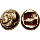 IONIA, Phokaia. Circa 521-478 BC. EL Hekte – Sixth Stater (9mm, 2.60 g). Head of Athena right,