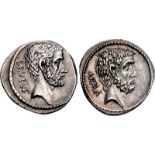 Q. Servilius Caepio (M. Junius) Brutus. 54 BC. AR Denarius (19mm, 3.59 g, 9h). Rome mint. Bare