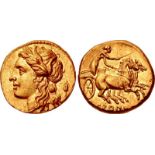 SICILY, Syracuse. Hieron II. 275-215 BC. AV Drachm – Hemistater (15mm, 4.29 g, 1h). Struck circa