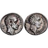 C. Coelius Caldus. 53 BC. AR Denarius (17mm, 3.95 g, 7h). Rome mint. Bare head of the consul Caius
