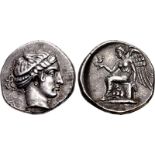 BRUTTIUM, Terina. Circa 420-400 BC. AR Nomos (21mm, 7.93 g, 1h). Head of the nymph Terina right,