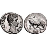 Augustus. 27 BC-AD 14. AR Denarius (19mm, 3.87 g, 6h). Lugdunum (Lyon) mint. Struck 15 BC.