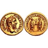 Septimius Severus, with Caracalla and Geta as Caesar. AD 193-211. AV Aureus (19mm, 7.08 g, 12h).