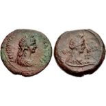 EGYPT, Alexandria. Agrippina Junior. Augusta, AD 50-59. Æ Diobol (26mm, 10.42 g, 12h). Dated RY 13