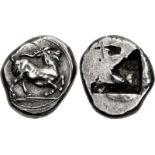 CYCLADES, Paros. Circa 500-497/5 BC. AR Drachm (16mm, 5.92 g). Goat kneeling right / Rough incuse