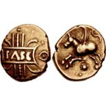 CELTIC, Trinovantes & Catuvellauni. Tasciovanus. Circa 25 BC-AD 10. AV Quarter Stater (10mm, 1.35 g,