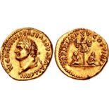 Titus. AD 79-81. AV Aureus (18.5mm, 7.17 g, 7h). “Judaea Capta” commemorative. Rome mint. Struck 1