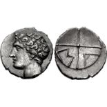GAUL, Massalia. Circa 350-150 BC. AR Obol (10mm, 0.56 g, 11h). Youthful male head left / Wheel