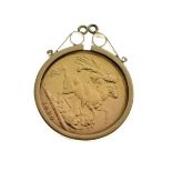 Gold Coins - Victorian sovereign, 1890, in a loose 9ct gold mount Condition: