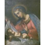 19th Century oil on canvas - Madonna And Child, unsigned, 94cm x 75.5cm, unframed Condition: