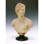 Late 19th/early 20th Century pottery bust of a classical lady Condition: