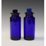 Two late 19th/early 20th Century blue glass apothecary jars Condition: