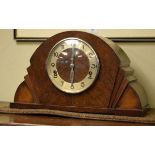 1930's period oak cased mantel clock with striking and chiming movement Condition: