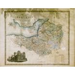Christopher and John Greenwood - 19th Century hand coloured engraved map - The County Of Somerset