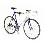 Bicycle - Raleigh Dyna-Tech racing bike in purple and white having Shimano 105 group set and