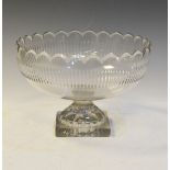 19th Century cut glass bowl standing on a square moulded lemon squeezer type foot Condition: