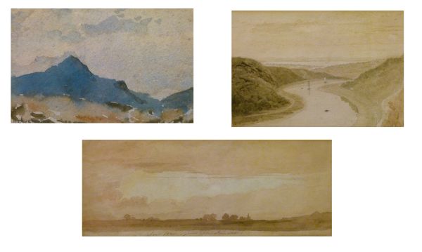 Maurice Chesterton - Watercolour - A mountainous landscape, signed, 8cm x 13cm, together with an