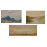 Maurice Chesterton - Watercolour - A mountainous landscape, signed, 8cm x 13cm, together with an