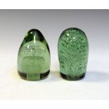 19th Century Nailsea type pale green glass dump having internal foliate decoration, together with