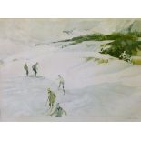Sir William Russell Flint - Signed limited edition coloured print - Winter Sport, signed in pencil